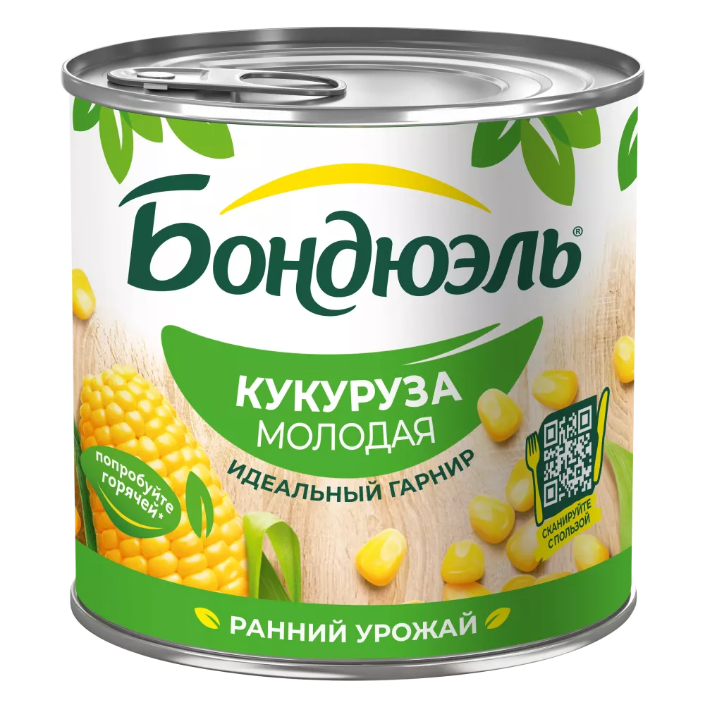 Եգիպտացորեն Bonduelle պահածոյացված, երիտասարդ, 340 գ