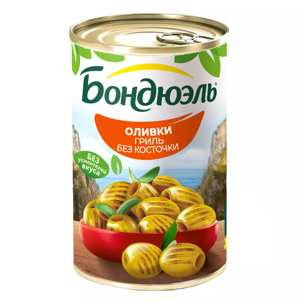 Bonduelle կանաչ ձիթապտուղ գրիլ առանց կորիզ 314 մլ