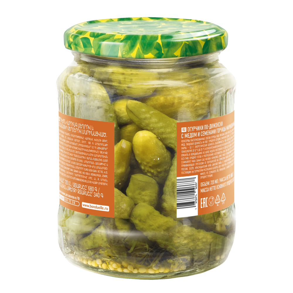 Огурцы маринованные Бондюэль, по-дижонски, 680 г