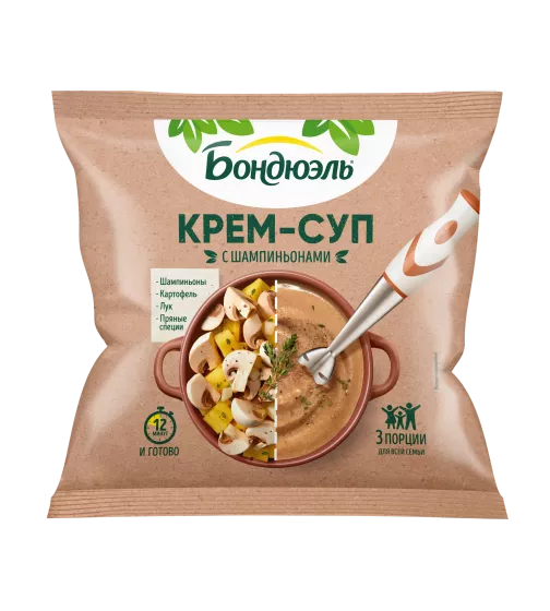 Овощи замороженные Бондюэль, крем-суп с шампиньонами, 350 г